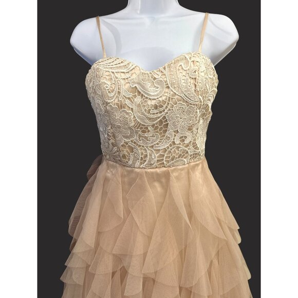 Masquerade Lace Tulle Tiered Party Dress Size 5 Prom Cocktail Homecoming Retro - Picture 3 of 6